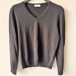 Elborn V-Neck Extra Fine Merino Wool Sweater Black